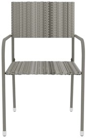 3 pcs conjunto de jantar para jardim vime PE cinzento