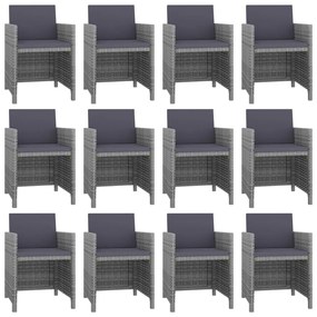 13 pcs conjunto jantar exterior c/ almofadões vime PE antracite