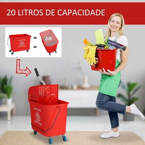Balde de Limpeza 20L com Rodas e Espremedor Balde para Esfregona com S