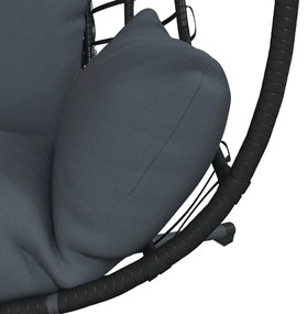Cadeira forma de ovo suspensa c/ suporte vime/aço antracite