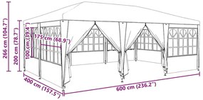 Tenda para festas com 10 lados azuis 6x4 m PE