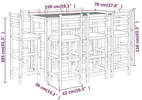 9 pcs conjunto de bar para jardim madeira de acácia maciça