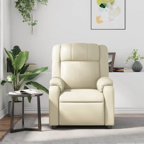 Poltrona de massagens reclinável couro artificial cor creme