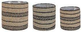 Conjunto  de 3 vasos em fibra de algas cor natural e preto, RASBORA Beliani