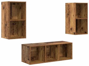 Conjunto de Estantes para TV 3 pcs Madeira antiga