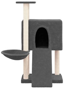 Árvore p/ gatos c/ postes arranhadores sisal 96 cm cinza-escuro