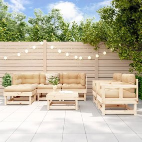 7 pcs conjunto lounge de jardim pinho maciço