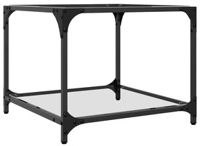 Mesa de centro c/ topo em vidro transparente 50x50x40 cm aço