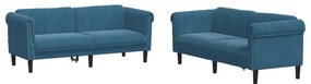 2 pcs conjunto de sofás veludo azul