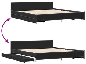 Estrutura de cama c/ gavetas 180x200 cm derivados madeira preto