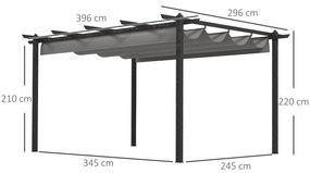 Pérgola de Alumínio 3,96x2,96x2,2 m Pérgola de Jardim com Teto Retráti