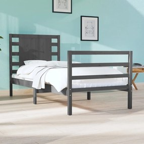 vidaXL Estrutura de cama pequena solteiro 75x190 cm pinho maciço cinza