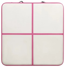 Colchão de ginástica insuflável c/ bomba 200x200x15 cm PVC rosa