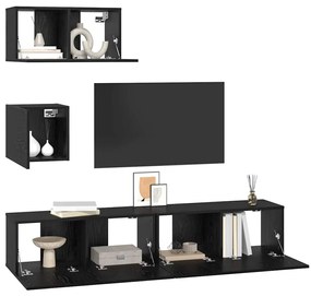 Conjunto de móvel de TV 4 pcs Carvalho preto 80 x 30 x 30 cm