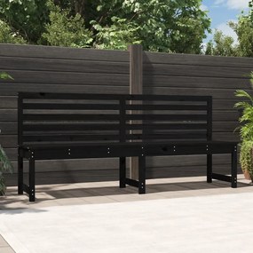 vidaXL Banco de jardim 201,5 cm madeira de pinho maciça preto
