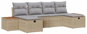 Conjunto de Sofás de Jardim vidaXL com Almofadas Bege em Rattan Poliés