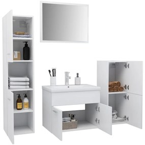 Conjunto de móveis de casa de banho derivados de madeira branco