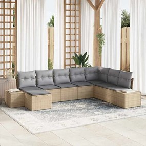 vidaXL Sofás de Jardim - Conjunto de 8 Peças com Almofadas em Rattan Sintético Bege