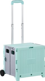 HOMCOM Carrinho Armazenamento Dobrável Compras Casa 2 Rodas 32L Prático Leve Fácil Manuseio 41,5x32,5x85 cm Verde | Aosom Portugal