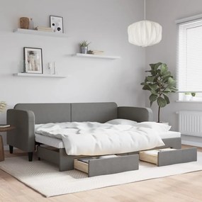 vidaXL Sofá-cama c/ gavetão e gavetas 80x200 cm tecido cinzento-escuro