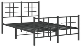 Estrutura de cama com cabeceira e pés 120x200 cm metal preto
