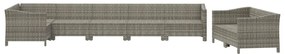 8 pcs conjunto lounge de jardim c/ almofadões vime PE cinzento