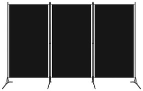 320734 vidaXL Divisória de quarto com 3 painéis 260x180 cm preto