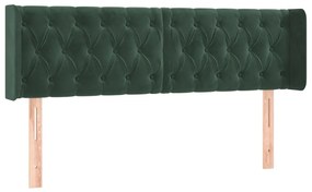 Cabeceira cama c/ luzes LED veludo 147x16x78/88 cm verde-escuro