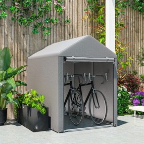 Abrigo para Ferramentas Bicicletas e Motos 1,2x1,79x1,65 m Garagem Portátil  Cinza Claro