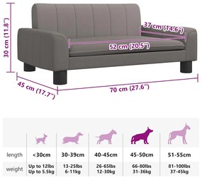 Cama para cães 70x45x30 cm tecido cinzento-acastanhado