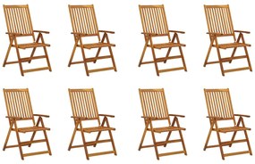 vidaXL Cadeiras de jardim dobráveis 8 pcs madeira de acácia maciça