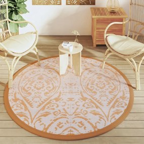 Tapete de exterior Ø160 cm ARAKIL PP laranja e branco