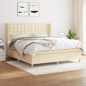vidaXL Cama com molas/colchão 160x200 cm tecido cor creme