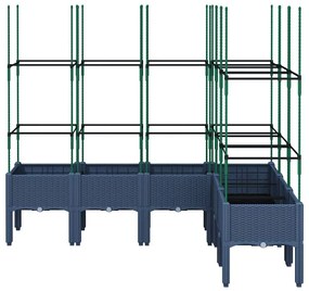 Vaso/floreira de jardim c/ treliça 160x120x142,5 cm PP cinzento azul