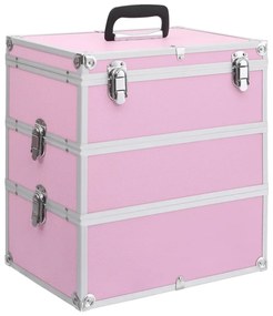91841 vidaXL Caixa de maquilhagem 37x24x40 cm alumínio cor-de-rosa