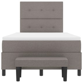 Cama Box Spring com Colchão &amp; Banco Cinza 120x200 cm Tecido