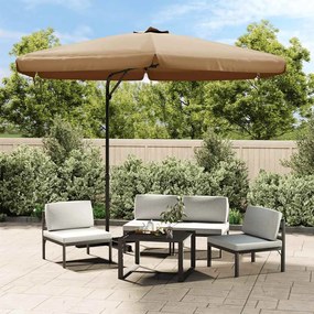 Guarda-sol de jardim c/ poste de aço 300cm cinzento-acastanhado
