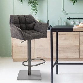 Banco de bar Damaso em tecido 64 x 88-113 x 45 cm Cinzento titânio