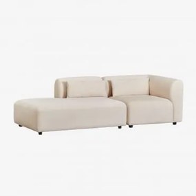 Sofá Modular De Canto Fogler De 2 Peças Com Espreguiçadeira Esquerda Bombazina Crema Linho - Sklum