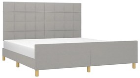Estrutura de cama sem colchão 160x200 cm tecido cinzento-claro