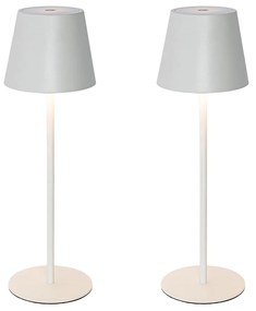 LED Conjunto de 2 candeeiros de mesa brancos com dimmer e recarregáveis - Murdock Moderno