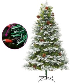 Árvore de Natal com pinhas pré-iluminada 225 cm PVC e PE verde
