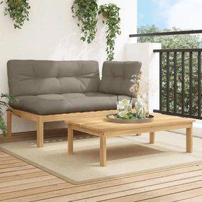 vidaXL 2 pcs móveis de paletes p/ jardim com almofadões acácia maciça