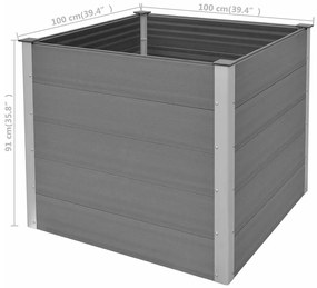 Canteiro elevado para jardim WPC 100x100x91 cm cinzento