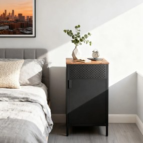 Armário metálico de arrumação para escritório 40 x 42,5 x 76 cm, fecho magnético castanho-preto