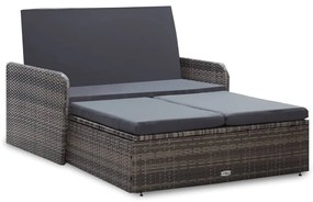 vidaXL 2 pcs conjunto lounge de jardim c/ almofadões vime PE cinzento