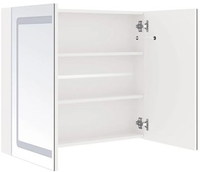 Armário espelhado casa de banho LED 80x12x68cm branco brilhante