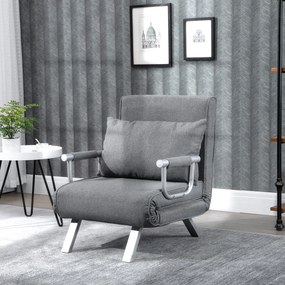 Poltrona com aquecimento, sofá-cama conversível de 1 lugar e com capa removível cinzento claro