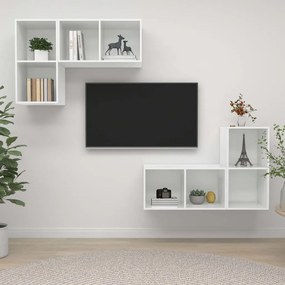 vidaXL Armários de parede TV 4 pcs derivados madeira branco brilhante