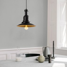 Candeeiro de Teto Saglam – Preto e Dourado – 33 cm de Diâmetro x 126 c